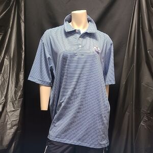 02' PETER MILLAR EDMONTON OILERS POLO GOLF SHIRT Blue Striped Men's SIZE XL